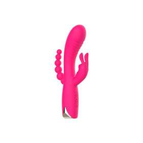 Vibromasseur triple stimulation très puissant rose USB 